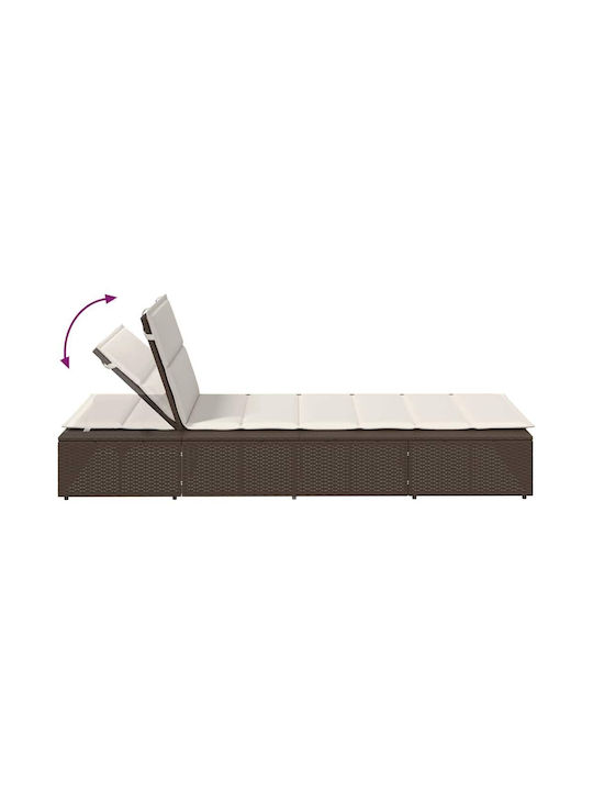 Liegestuhl Rattan mit Kissen Braun 210x100x28cm.