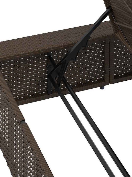 Liegestuhl Rattan mit Kissen Braun 210x100x28cm.
