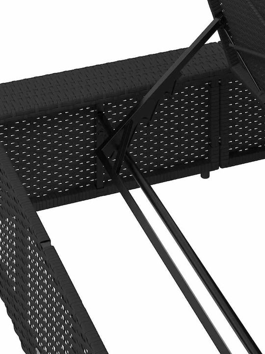 Ξαπλώστρα Rattan με Μαξιλάρι Μαύρη 210x100x28εκ.