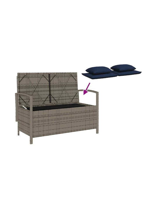 Bench Outdoor Rattan with Chest and Pillows