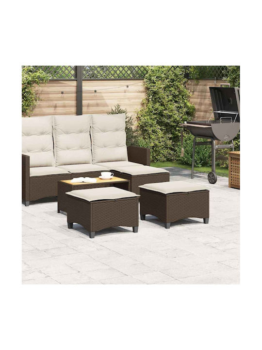 Gartenhocker Würfel Für Außenbereich Rattan Mit Braunen Kissen 2Stücke 55x55x36cm