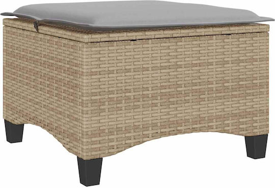 Băncuțe De Grădină Cub Pentru Exterior Rattan Cu Pernă Bej 2 Buc 55x55x36cm
