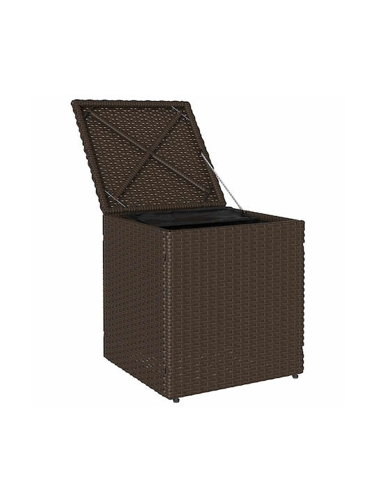 Garden Stool Cube Outdoor Rattan with Cushion Brown 2 Pieces 40x40x43cm