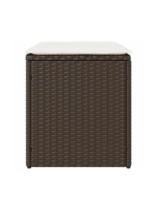 Garden Stool Cube Outdoor Rattan with Cushion Brown 2 Pieces 40x40x43cm