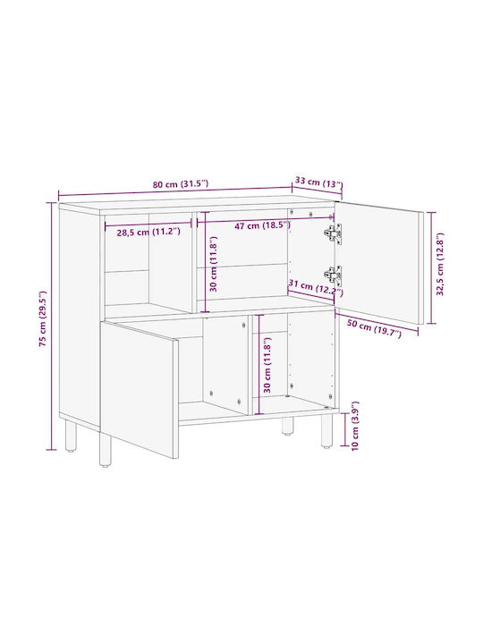 Bufet din Lemn Masiv Maro 80x33x75cm