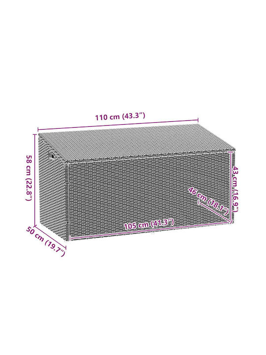 vidaXL Outdoor Storage Box Gray L110xW50xH58cm