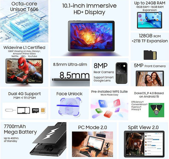 BlackView Tab 60 Pro 4G 10.1" (8GB/128GB) Γκρι