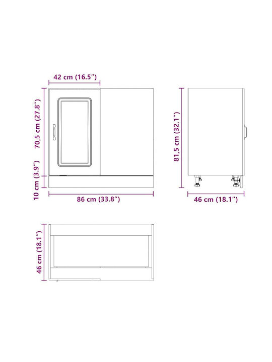 Γωνιακό Ντουλάπι Δαπέδου Μαύρο 86x46x81.5εκ.