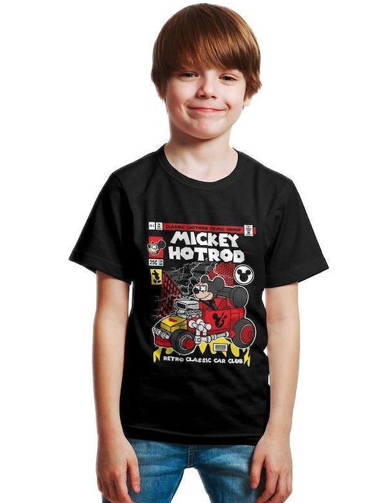 Pop Culture Kinder-T-Shirt Schwarz Mickey Hot Rod