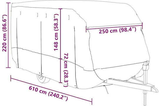 vidaXL Κουκούλα 610x250x220cm Αδιάβροχη που Στερεώνεται με Ιμάντες