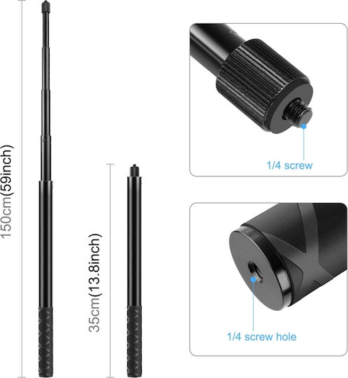 Puluz Selfie Stick for Insta360 One RS / X2 / X3 / X4 Hero 12 / Max