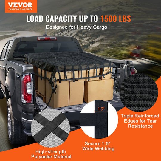 Vevor Cargo Net Heavy Duty Cargo Net 96" X 81" Ρυθμιζόμενες Πόρπες & Άγκιστρα S-hooks