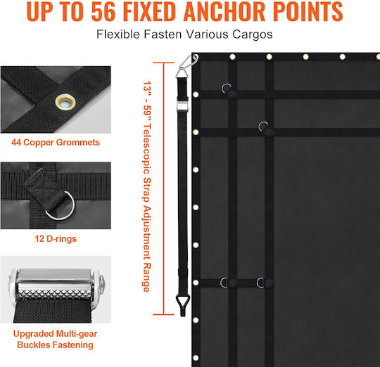 Vevor Cargo Net Heavy Duty Cargo Net 96" X 81" Ρυθμιζόμενες Πόρπες & Άγκιστρα S-hooks