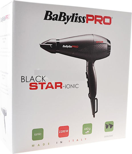 Babyliss PRO Star Ionic 2200W Ionic Επαγγελματικό Πιστολάκι Μαλλιών 2200W Black