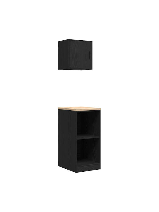 Dulapuri de Garaj 2 Buc Negru Lemn Ingineresc Negru 40 x 51 x 85 cm