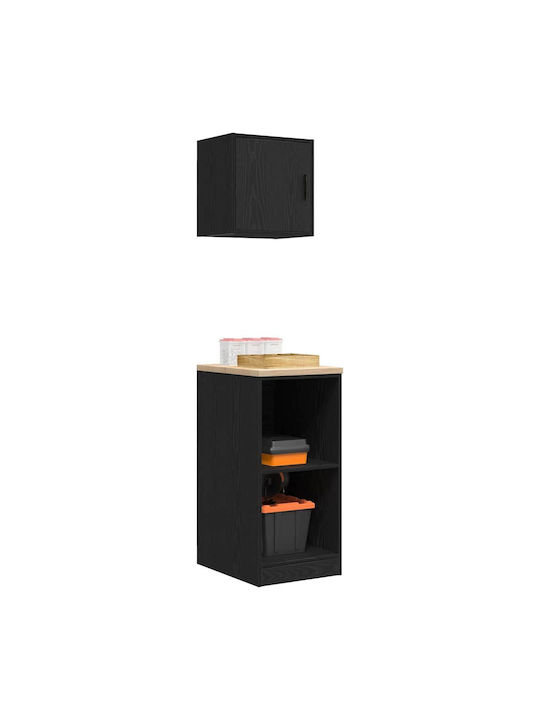 Dulapuri de Garaj 2 Buc Negru Lemn Ingineresc Negru 40 x 51 x 85 cm