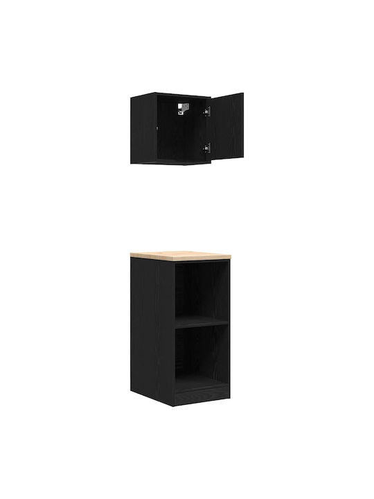 Dulapuri de Garaj 2 Buc Negru Lemn Ingineresc Negru 40 x 51 x 85 cm
