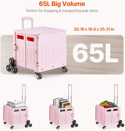 Vevor Сгъваема Транспортна Количка за Товари с Товароносимост до 150 kg в Розов Цвят