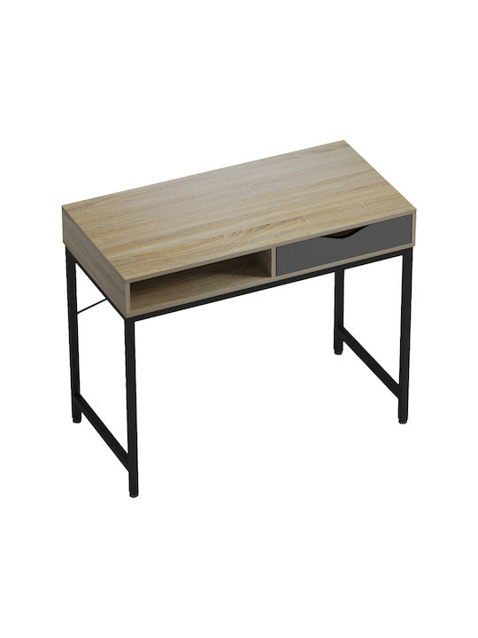 Desk Kama Wooden Sonoma-grey / Black with Metal Legs 95x48x76cm