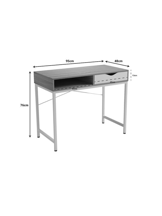 Desk Kama Wooden Sonoma-grey / Black with Metal Legs 95x48x76cm