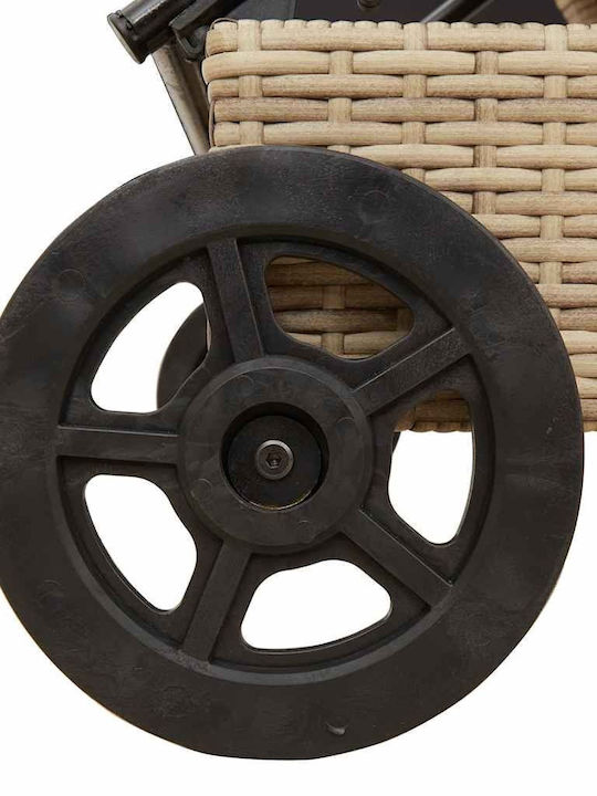 Ξαπλώστρα Rattan με Μαξιλάρι & Ρόδες Μπεζ 200x55x25.5εκ.