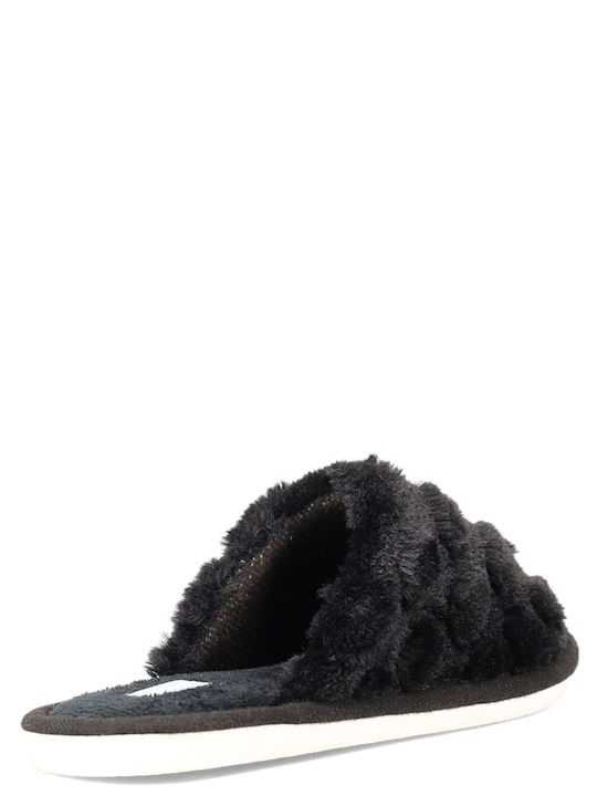 Winter Women's Slippers with Fur Black