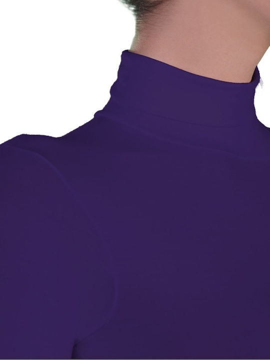 Lord Women's Long Sleeve Cotton Turtleneck T-Shirt Purple