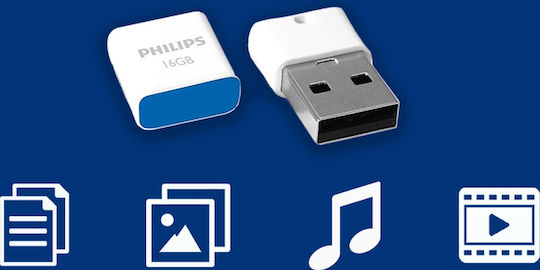Philips Pico 16GB USB 2.0 Stick Λευκό