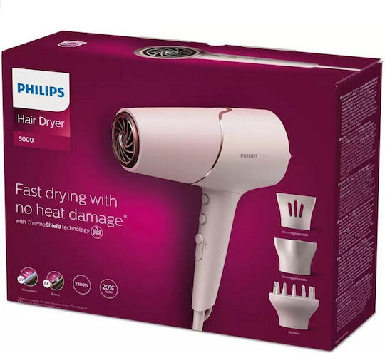 Philips Series 5000 Ionic Professional Hair Dryer with Diffuser 2300W Pink