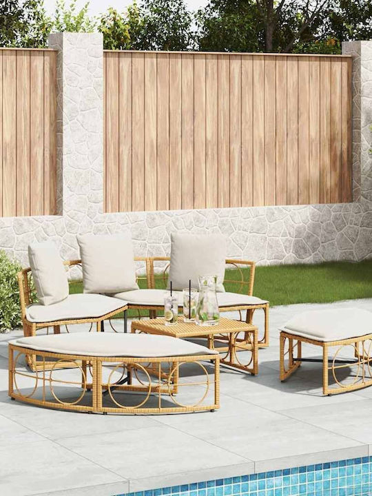 Εξωτερική Lounge Κρεβάτι Χωρίς Θόλο Poly Rattan Καφέ 160 X 50 X 3.8 Cm