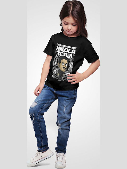Παιδικό T-shirt Black Nikola Tesla