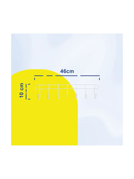 Uncle George Wall Hanger Metal 7 Hooks White 46x10x10cm