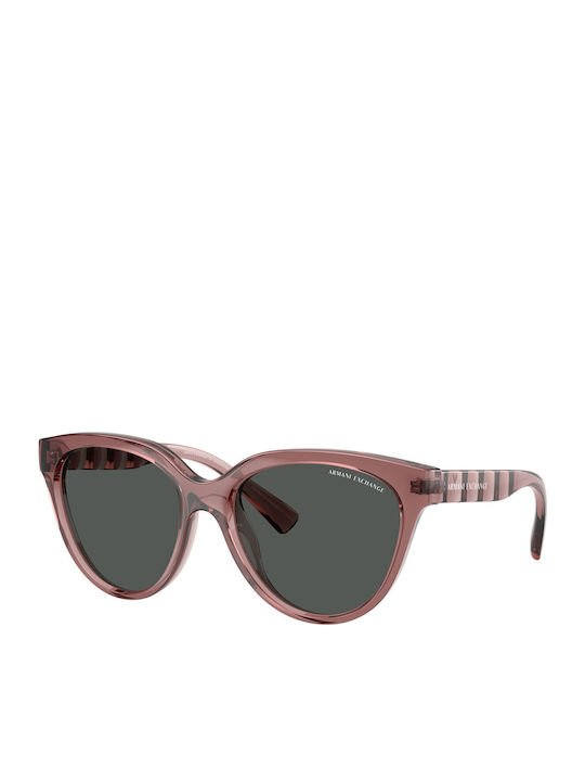 Armani Exchange Women's Sunglasses with Pink Plastic Frame and Gray Lens