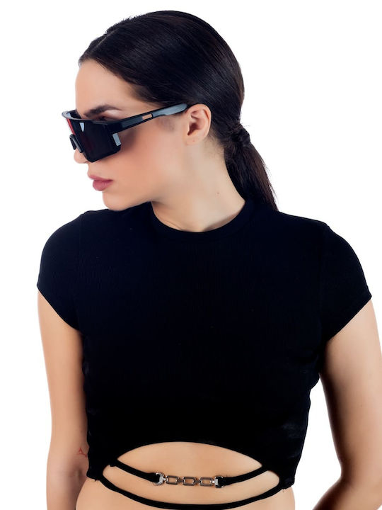 Max Air Women's Sunglasses with Black Plastic Frame and Black Lens