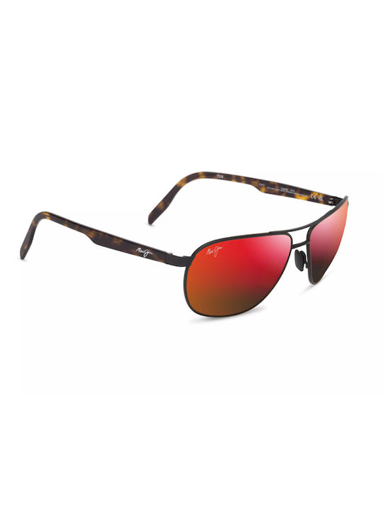 Maui Jim Castles Sonnenbrillen mit Schwarz Metall Gestell und Orange Polarisiert Spiegel Linse RM728-02A