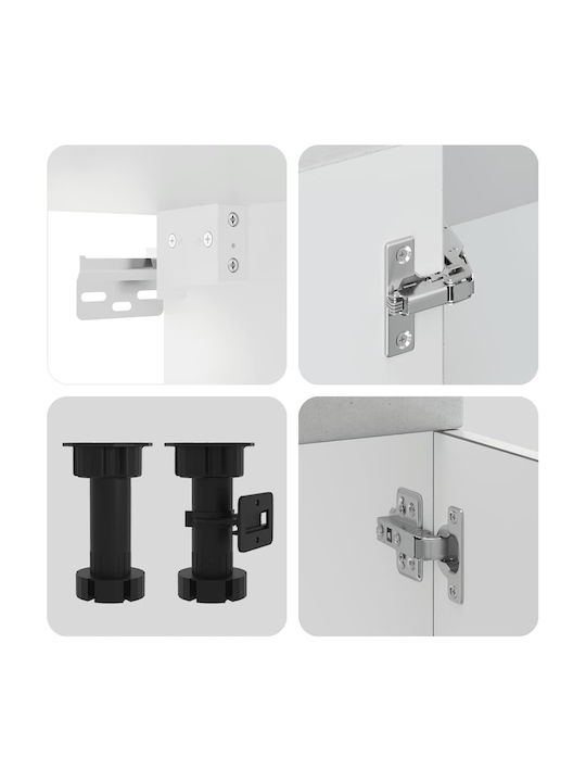 Lucca Kitchen Cabinet Set Wall & Floor with Countertop Grey Concrete 301x46x141.5cm