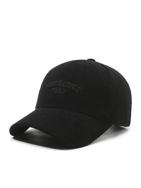 Luciano Faketti Solid Color Baseball Cap Corduroy Unisex Casual Embroidered Lines Outdoor Warm Winter Hat 100% Hand Washable Black