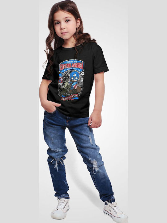 Kids Top Black Captain America Motorcycle