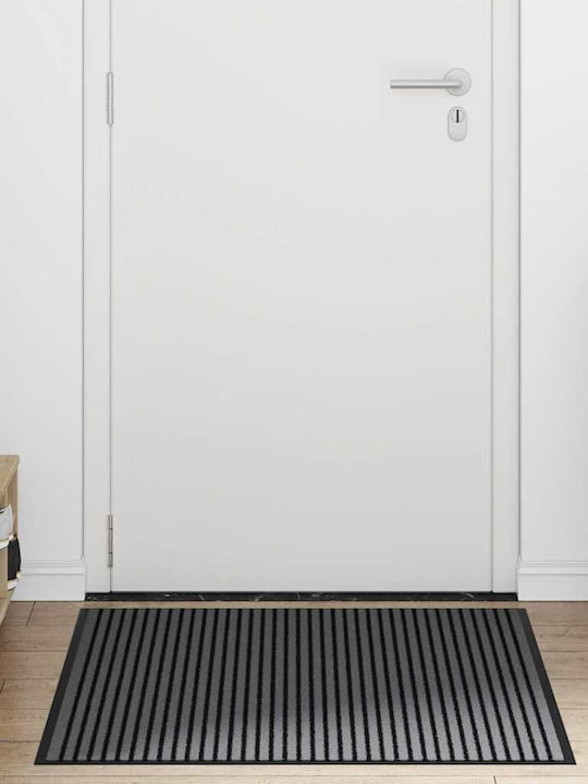 Striped Black Grey Door Mat 90x120 Cm Black 90 X 120 Cm