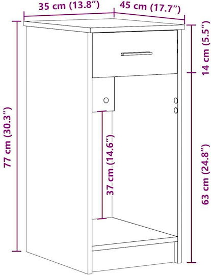 Computer Tower Stand Drawer Smoked Oak 35x45x77 cm Smoked Oak 858744
