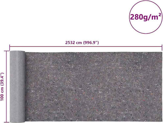 Vidaxl Non-Slip Wool Rug 2532 Cm 280 G/m² Grey