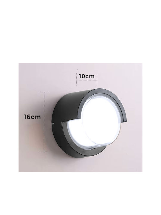Powertech Wandmontierte Außenbeleuchtung Deckenleuchte LED IP65 12W mit Kaltweiß Licht 10x16.5cm