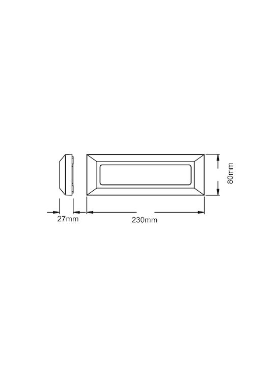 Aca Wall-Mounted Outdoor Ceiling Light LED IP65 4W with Warm White Light 23x80x8εκ.