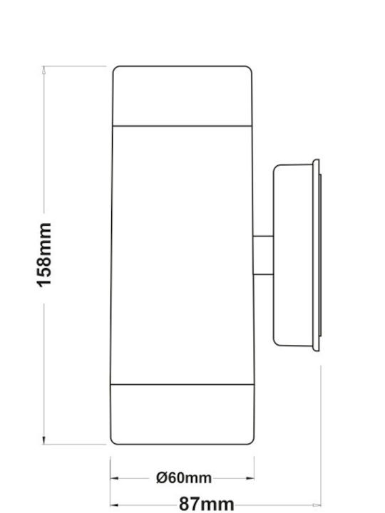 Aca Wandmontiertes Außen-Spotlight GU10 IP66 Doppelstrahl 6x8.7x15.8εκ.