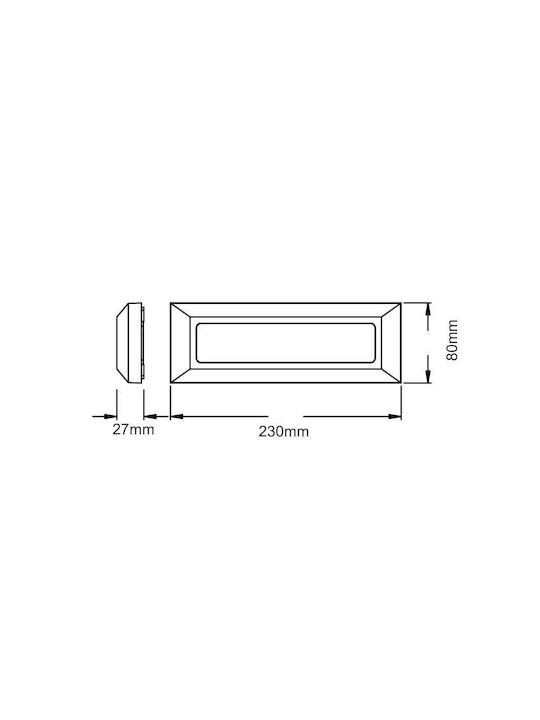 Aca Wall-Mounted Outdoor Ceiling Light LED IP65 4W with Warm White Light 23x80x8εκ.