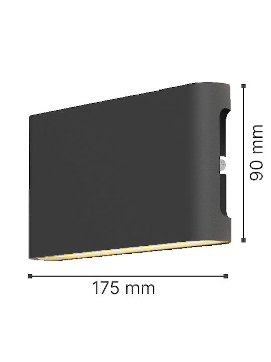 Inlight Επιτοίχιο Εξωτερικό Φωτιστικό LED 14W με Ρυθμιζόμενο Λευκό Φως Διπλής Δέσμης 17.5x9εκ.