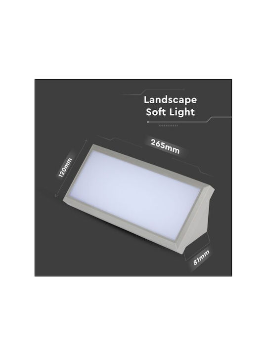 V-TAC Wall-Mounted Outdoor Ceiling Light LED IP65 12W with Warm White Light 26.5x12x8.1εκ.