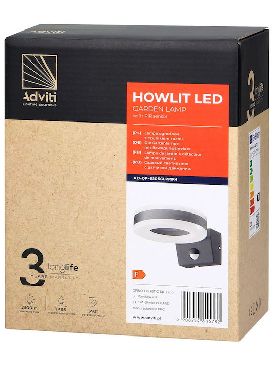 Adviti Επιτοίχιος Εξωτερικός Προβολέας LED IP65 20W με Φυσικό Λευκό Φως