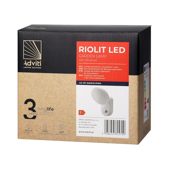 Adviti Επιτοίχιος Εξωτερικός Προβολέας LED IP65 15W με Φυσικό Λευκό Φως