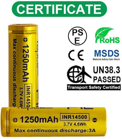 Vapcell 14500 F12 1250mah 3a Battery Raised Positive